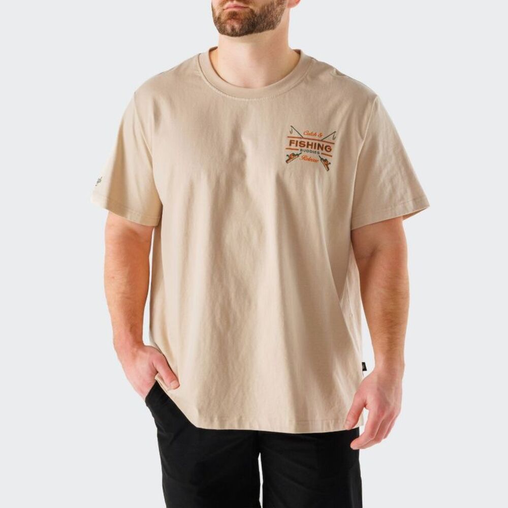 Waggle Men's Fishing Buddies T-Shirt - Tan S